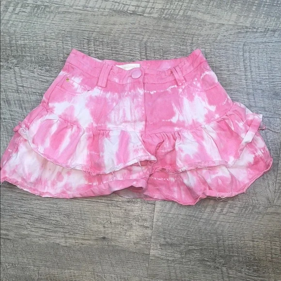 Retail $285 LoveShackFancy Pink and White Skater Landen Skirt - Picture 3 of 8